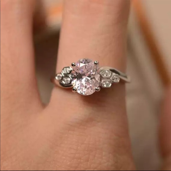 New 925 Silver Lovely Pink Sapphire Girls Ring - Picture 5 of 6